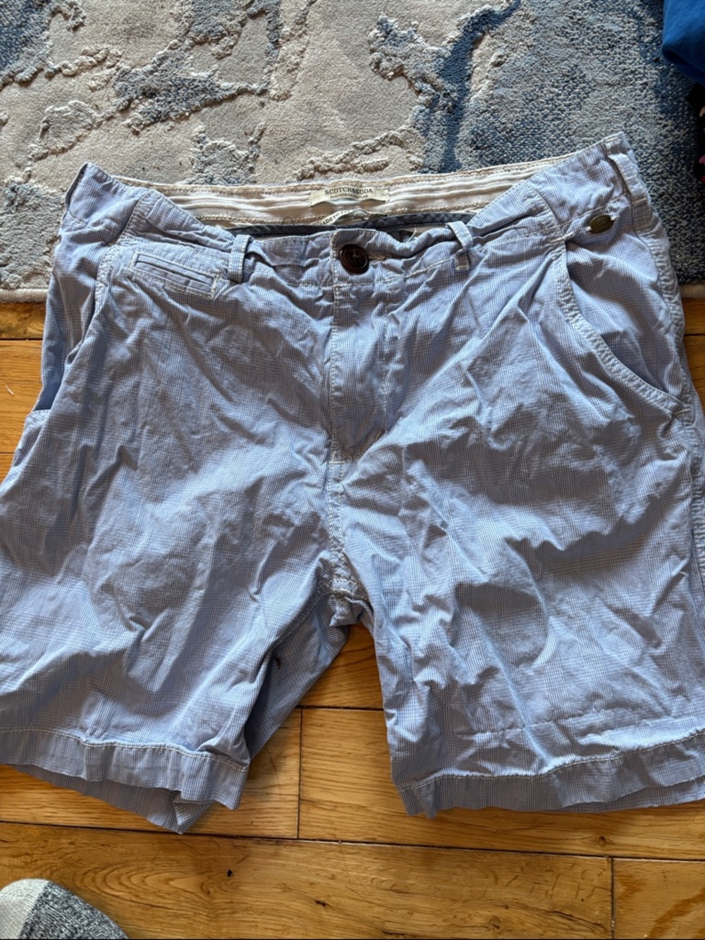 Scotch & Soda Light Blue Men's Cotton Flat Front Shorts